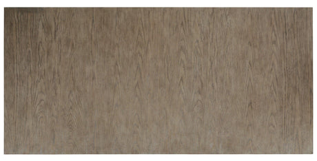 Top view of Chrestner Gray Dining Table showing rectangular surface with bevel edging