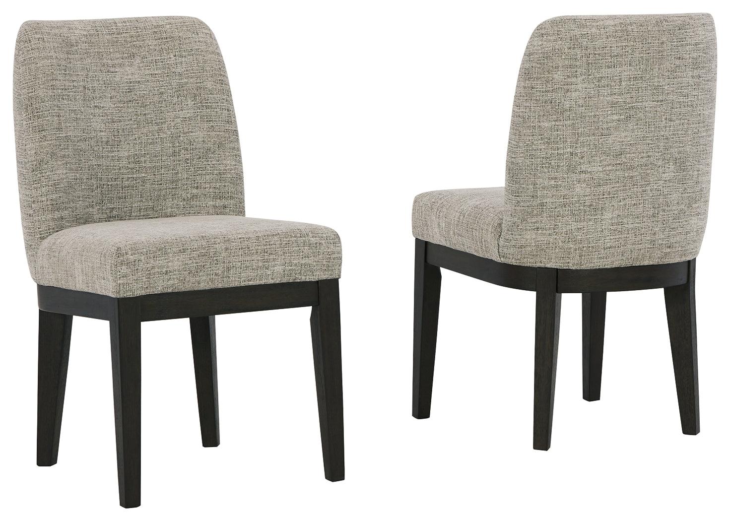 Burkhaus Dark Brown Upholstered Dining Chair angled side view