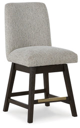 Front view of Burkhaus counter height dining table and barstools set