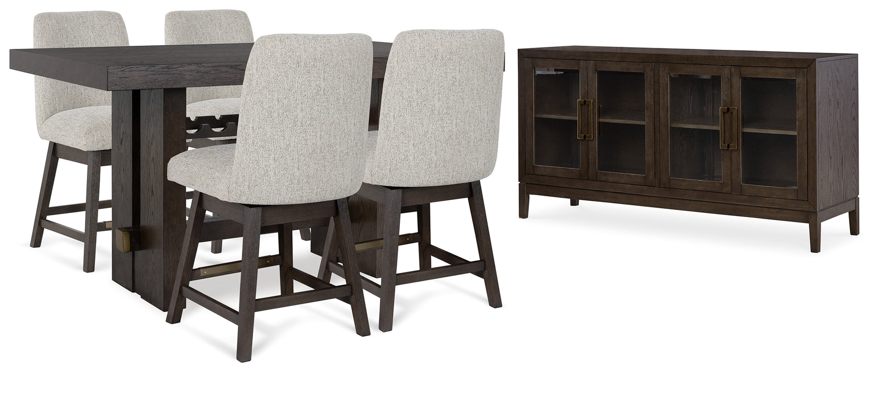 Burkhaus Dark Brown Counter Height Dining Table and 4 Barstools with Storage
