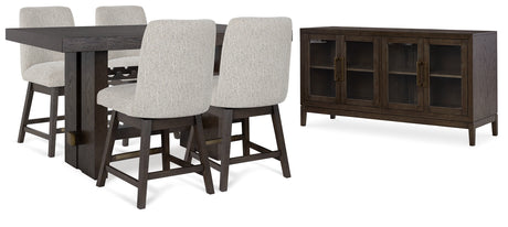 Burkhaus dark brown counter height dining table angled view