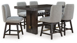 Swatch of dark brown oak-tone finish on Burkhaus dining set