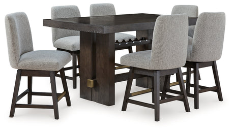 Swatch of dark brown oak-tone finish on Burkhaus dining set