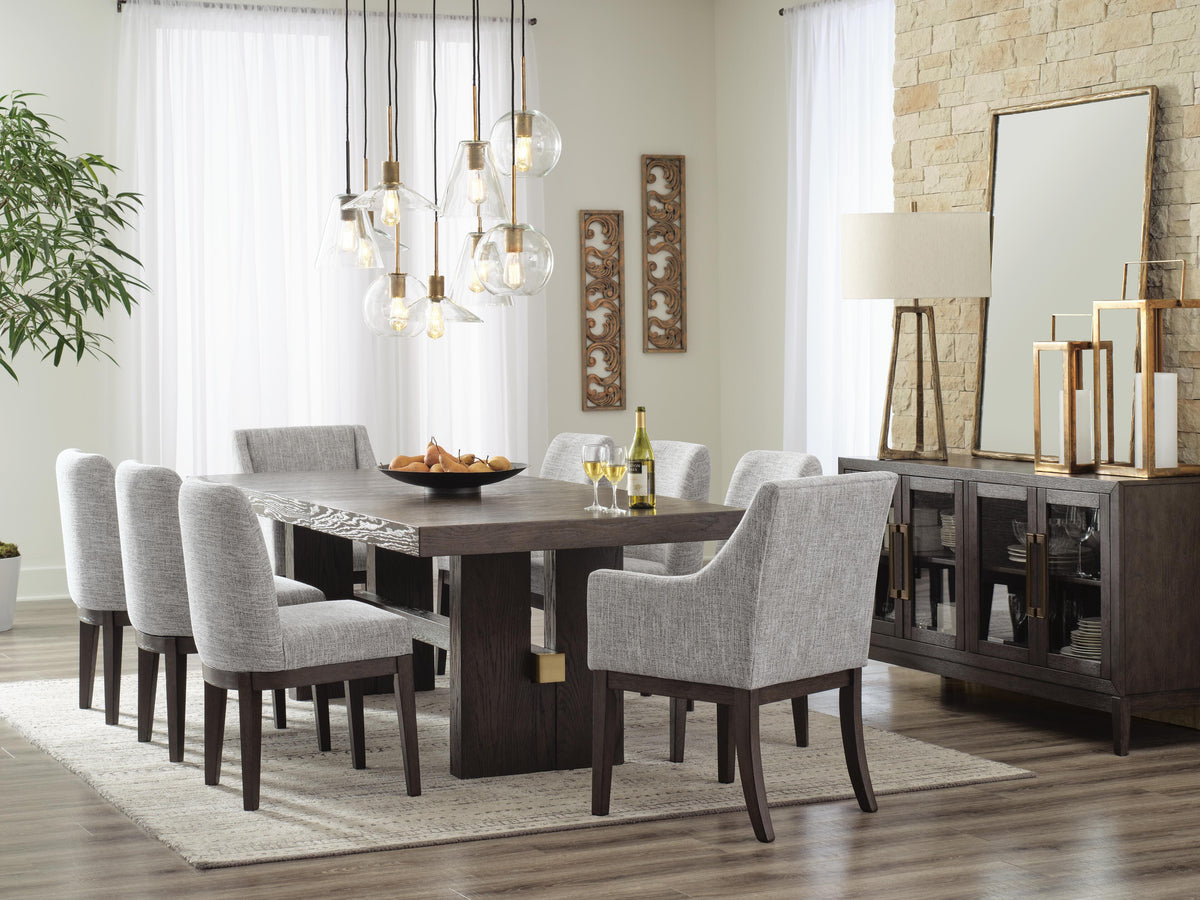 Burkhaus Dark Brown Dining Set — Table + 8 Side Chairs + Storage