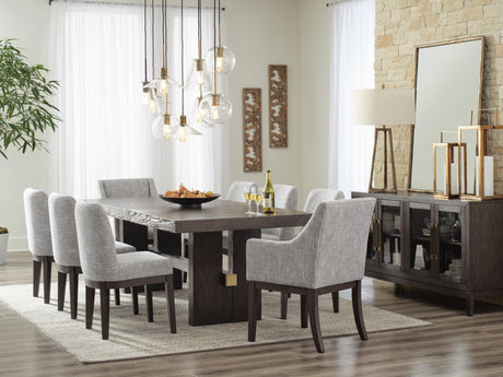 Burkhaus Dark Brown Dining Set — Table + 8 Side Chairs + Storage