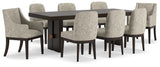 Burkhaus Dark Brown Dining Set — Table + 8 Side Chairs
