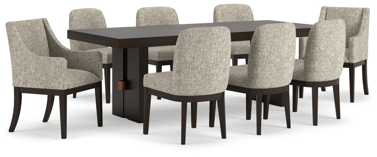 Burkhaus Dark Brown Dining Set — Table + 8 Side Chairs