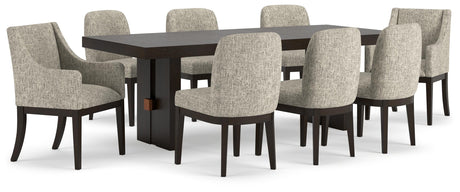 Burkhaus Dark Brown Dining Set — Table + 8 Side Chairs