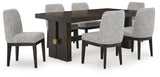 Burkhaus Dark Brown Dining Set — Table + 6 Side Chairs