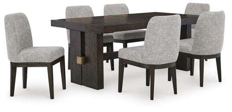 Burkhaus Dark Brown Dining Set — Table + 6 Side Chairs