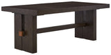 Burkhaus Dining Table side angle showing double pedestal base