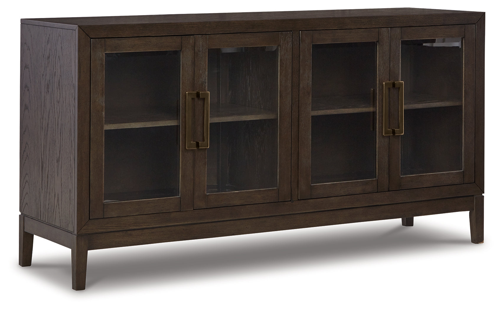Table leg and frame detail with dark finish