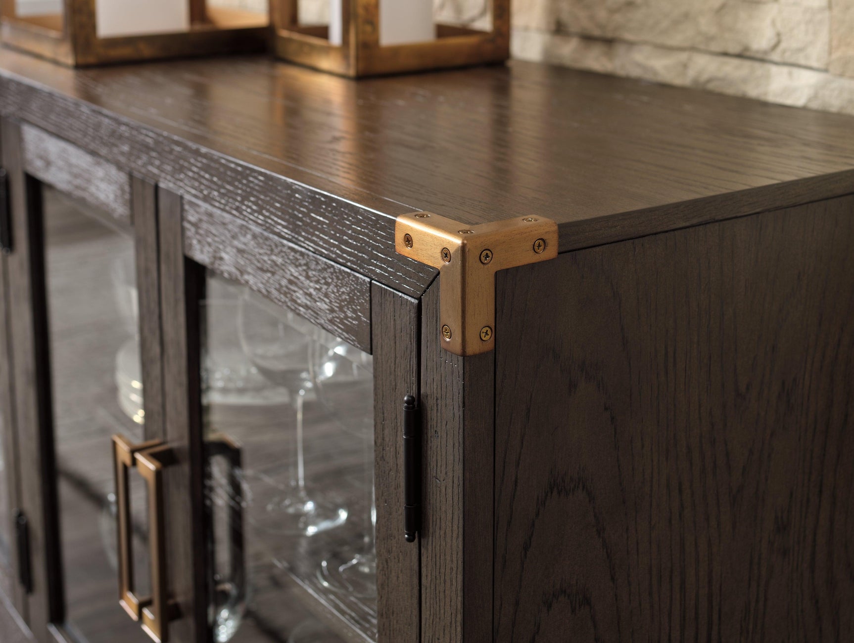 Burkhaus Dark Brown Dining Server hardware and finish detail