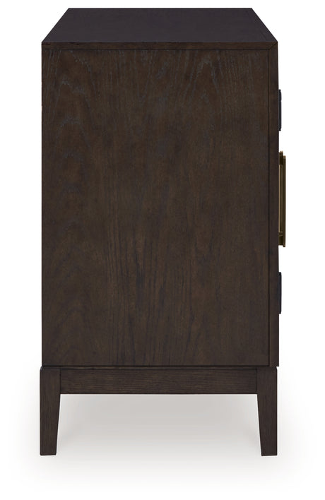 Back view of Burkhaus dining table and barstools