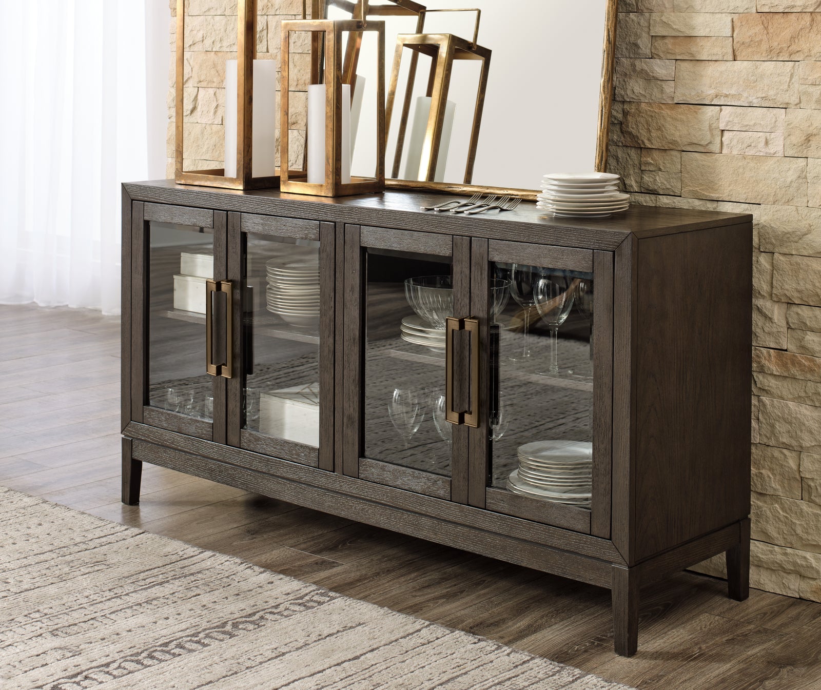 Burkhaus Dark Brown Counter Height Dining Table and 6 Barstools with Storage