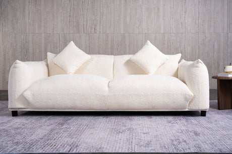 main view of Veronica Cream Boucle Sofa showing cream boucle upholstery