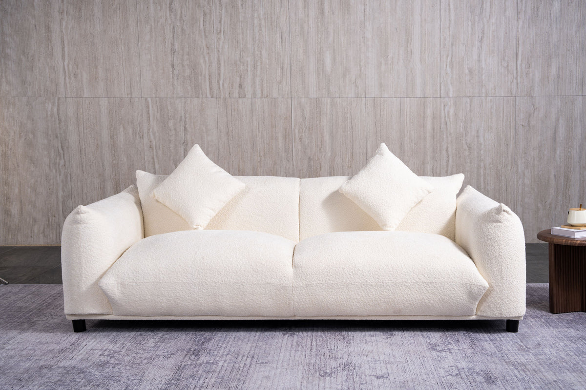 close-up detail of Veronica Cream Boucle Sofa fabric texture