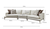 Alexis Ivory Linen 3-Piece Curved 126" Sectional Sofa with Ottoman main view