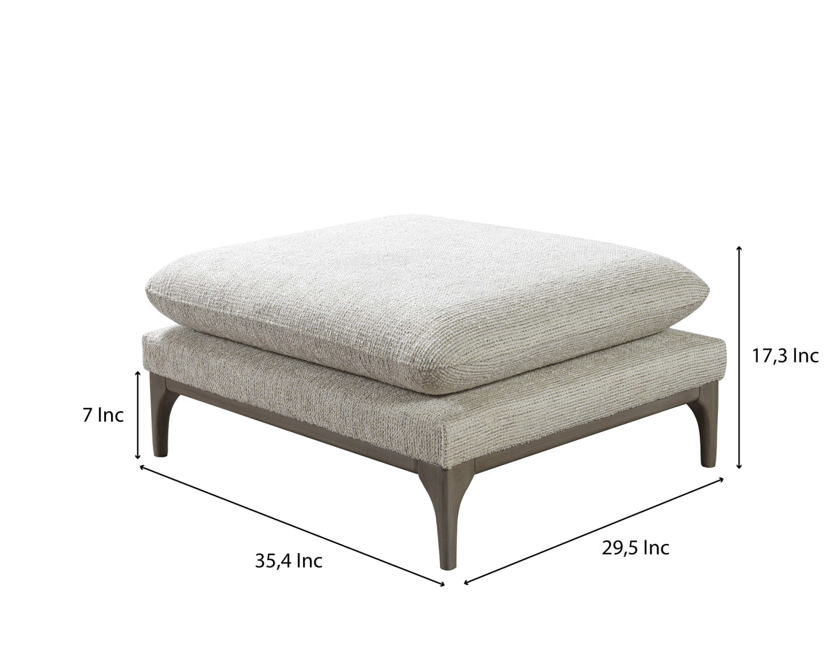 Alexis Ivory Linen 3-Piece Curved 126" Sectional Sofa with Ottoman main view