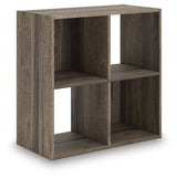 Angled view of Shallifer brown four-cube organizer