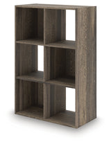 Side angle of Shallifer Six-Cube Organizer showing weathered brown finish
