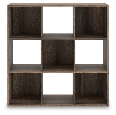 Shallifer 9-Cube Organizer front view in weathered brown finish