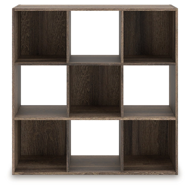 Shallifer 9-Cube Organizer front view in weathered brown finish
