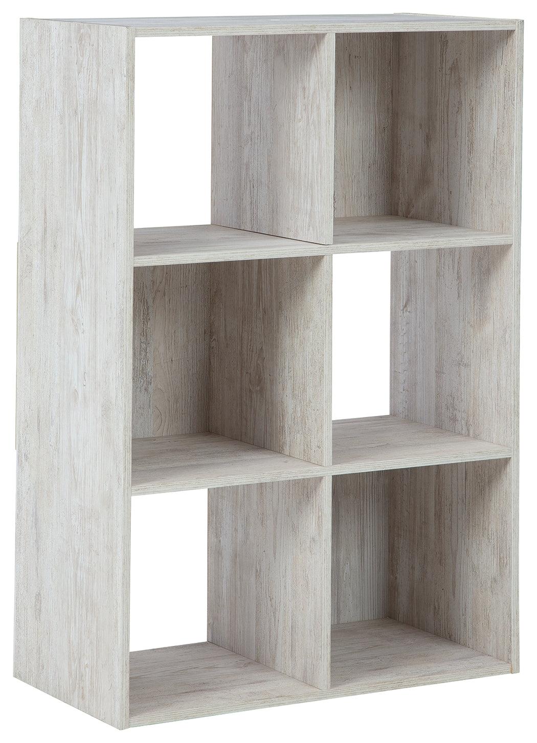 Paxberry six-cube organizer detail showing whitewashed finish