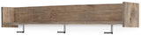 Oliah Natural Wall-Mounted Coat Rack with Shelf side angle showing hooks and shelf