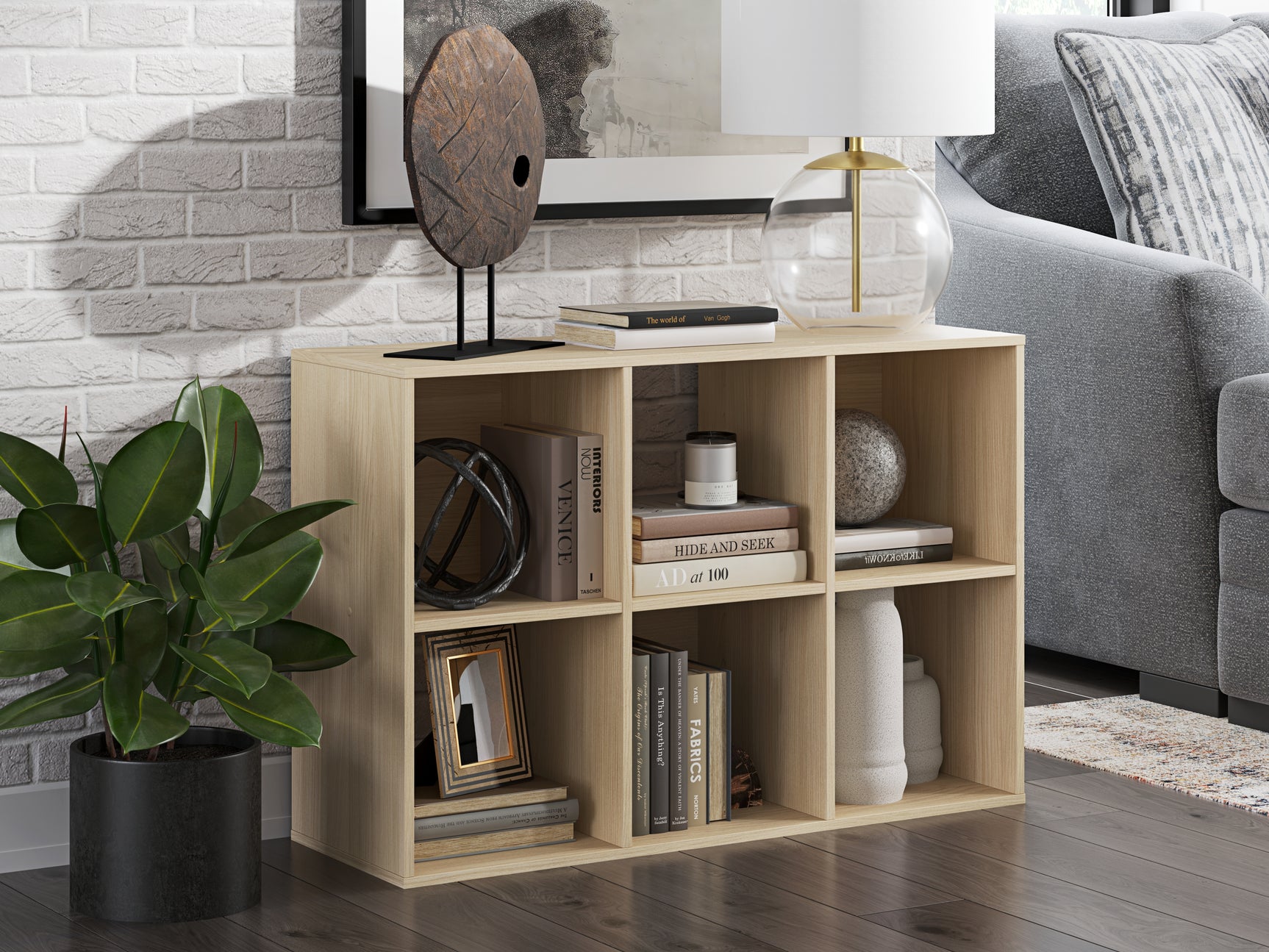 Alternate front angle of Piperton Tan Six-Cube Organizer