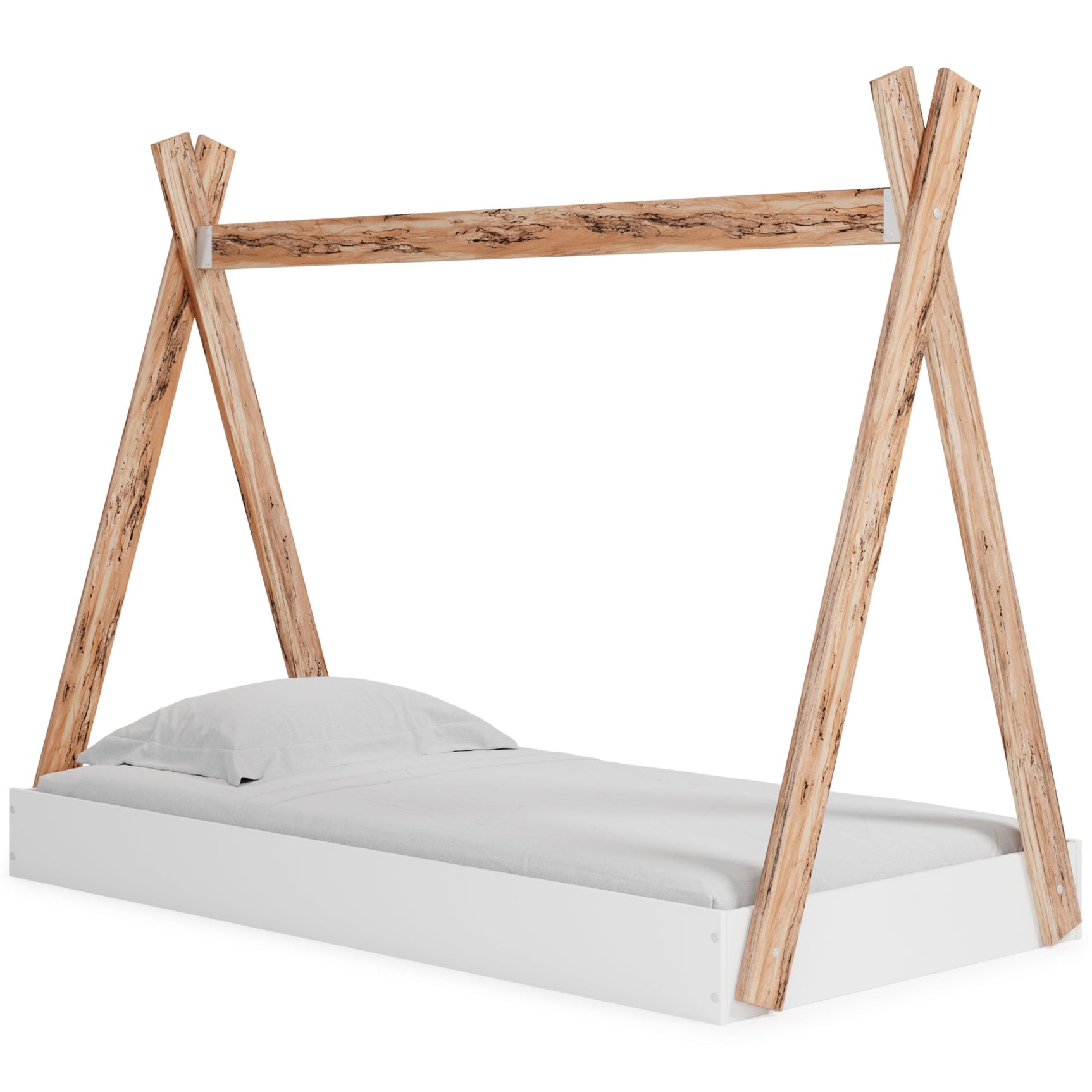 Piperton Two-tone Brown and White Twin Tent Bed side angle