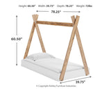 Piperton Two-tone Brown and White Twin Tent Bed dimension diagram