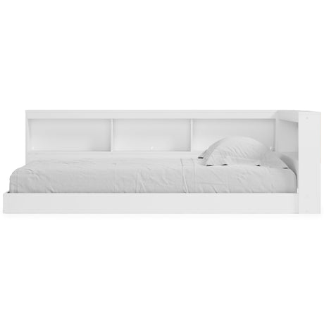 Piperton White Twin Bookcase Storage Bed head-on view