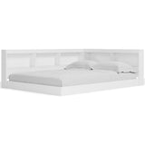Piperton White Full Bookcase Storage Bed angled side view