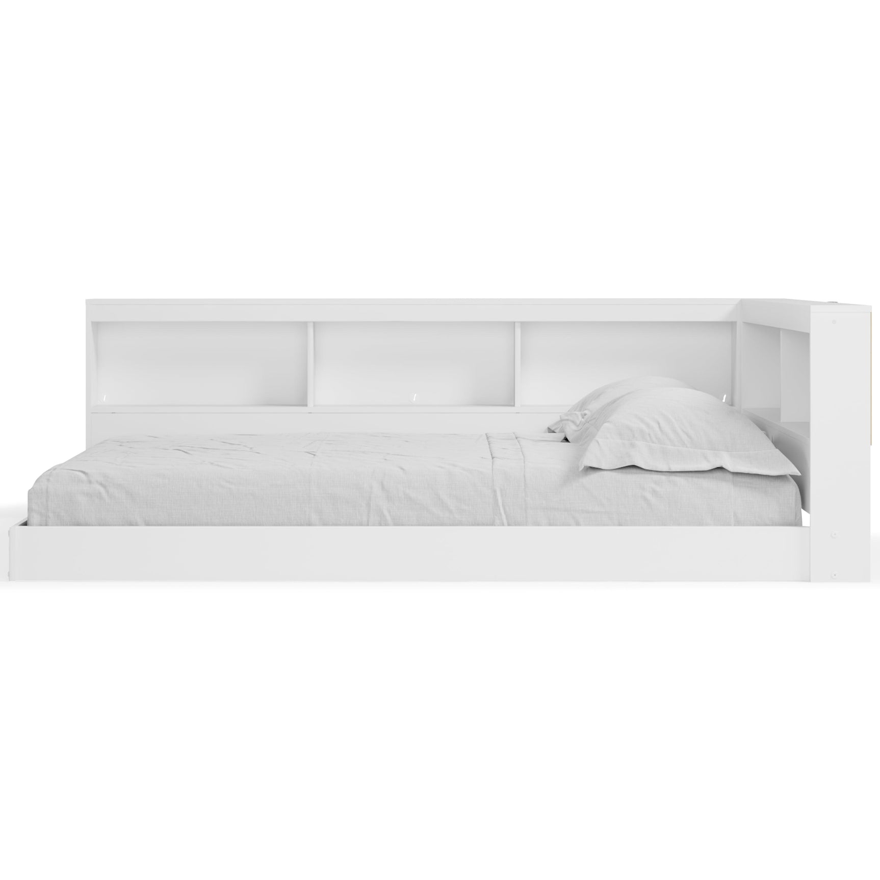 Piperton White Full Bookcase Storage Bed side profile