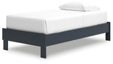 Simmenfort Navy Blue Twin Platform Bed angled headboard