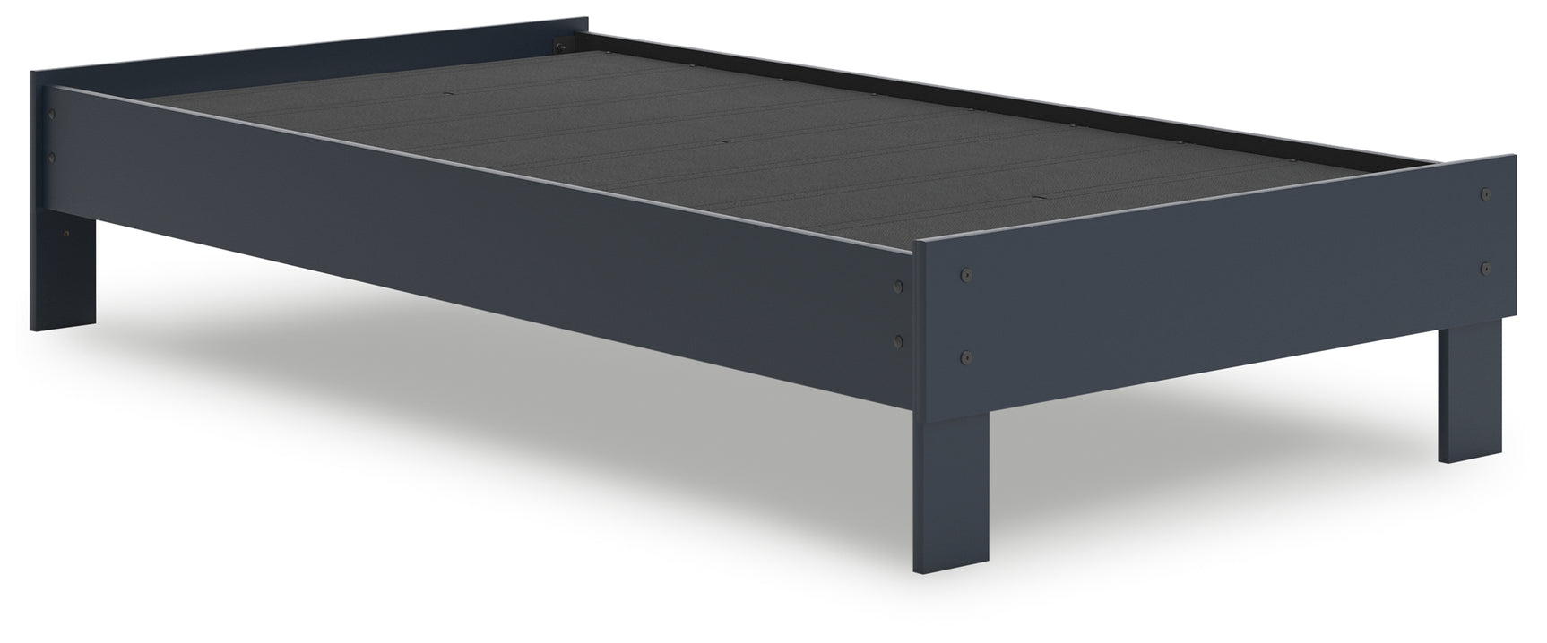 Simmenfort Navy Blue Twin Platform Bed night side view