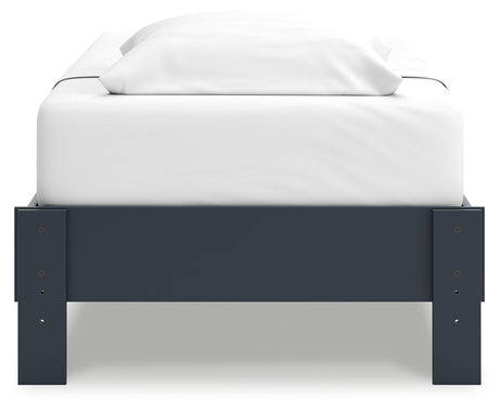 Simmenfort Navy Blue Twin Platform Bed rear alternate
