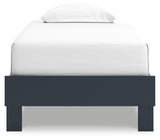 Simmenfort Navy Blue Twin Platform Bed front view close-up