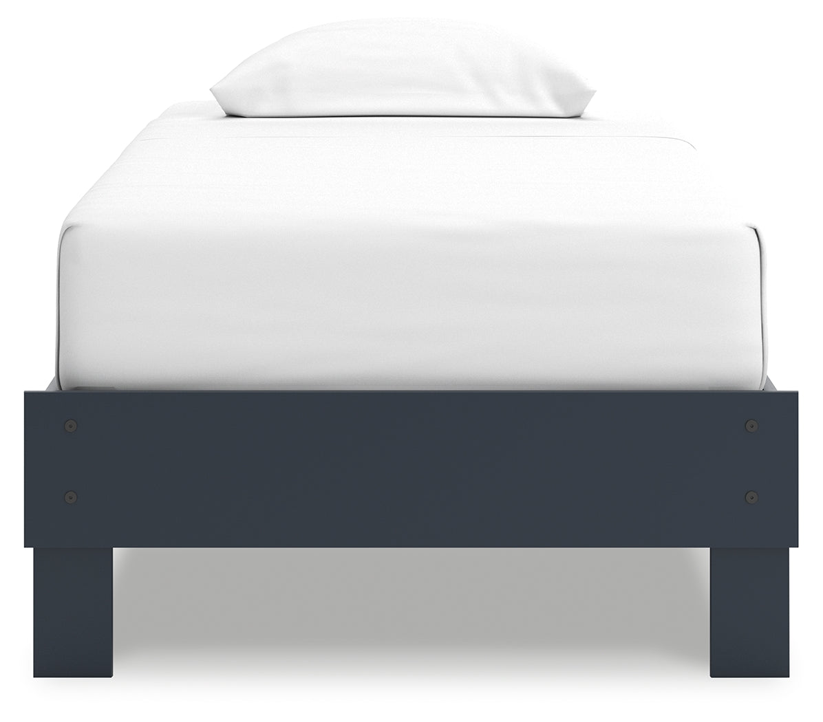 Simmenfort Navy Blue Twin Platform Bed front view close-up