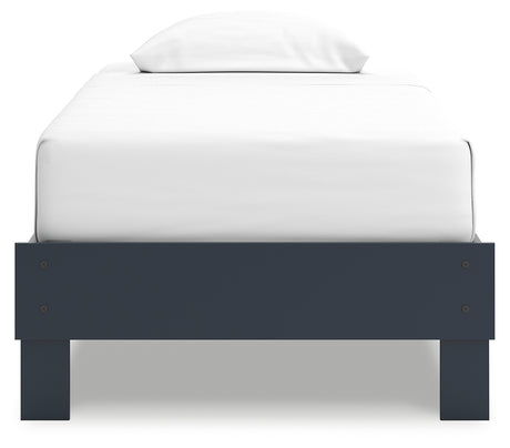 Simmenfort Navy Blue Twin Platform Bed front view close-up