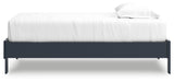 Simmenfort Navy Blue Twin Platform Bed side alternate close-up