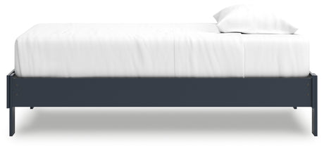 Simmenfort Navy Blue Twin Platform Bed side alternate close-up