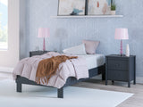 Simmenfort Navy Blue Twin Platform Bed angled front