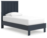 Simmenfort Navy Blue Twin Platform Bed side angle