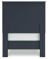 Simmenfort Navy Blue Twin Platform Bed rear view