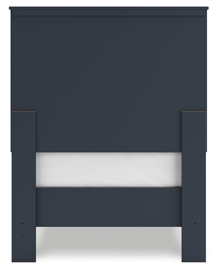 Simmenfort Navy Blue Twin Platform Bed rear view