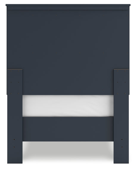Simmenfort Navy Blue Twin Platform Bed rear view