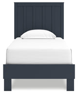 Simmenfort Navy Blue Twin Platform Bed head-on view
