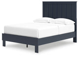 Simmenfort Navy Blue Full Platform Bed angled view
